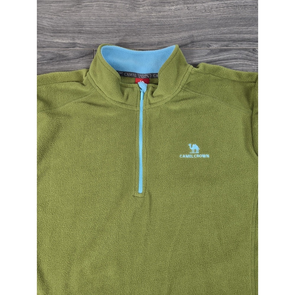 Camel Crown Pullover Mens 2XL Lime Green Fleece Quarter‎ Zip
